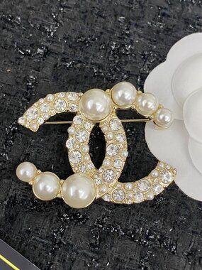 Chanel Silver CC Brooch